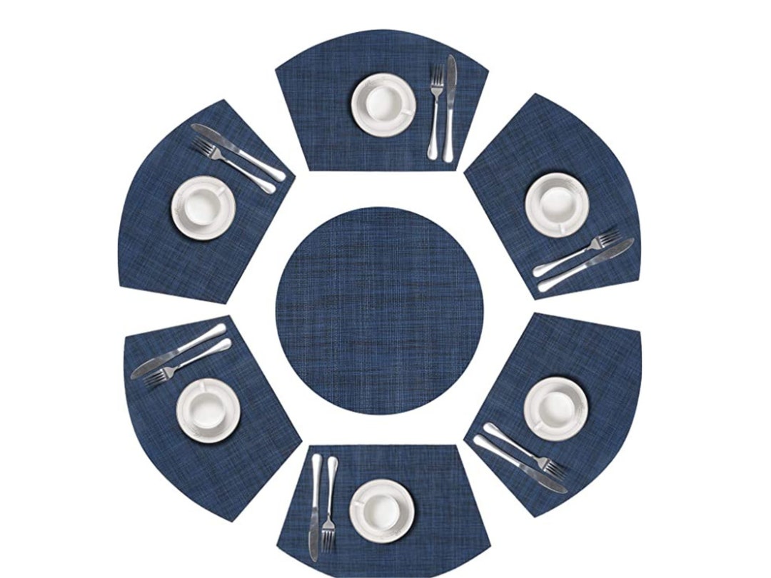 Round Table Placemats Set of 4, 6, 7 Wedge Placemat With Centerpiece