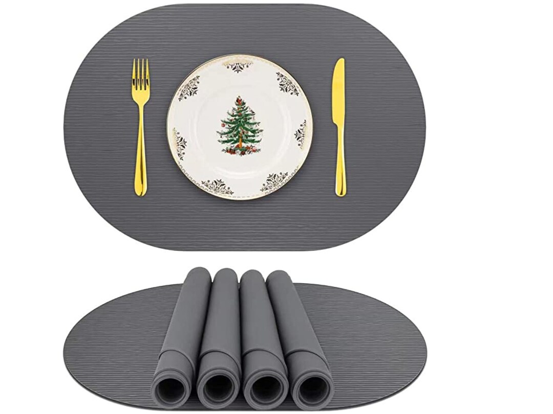 Oval Table Placemats Set of 4 Silicone Placemats for Dining Etsy