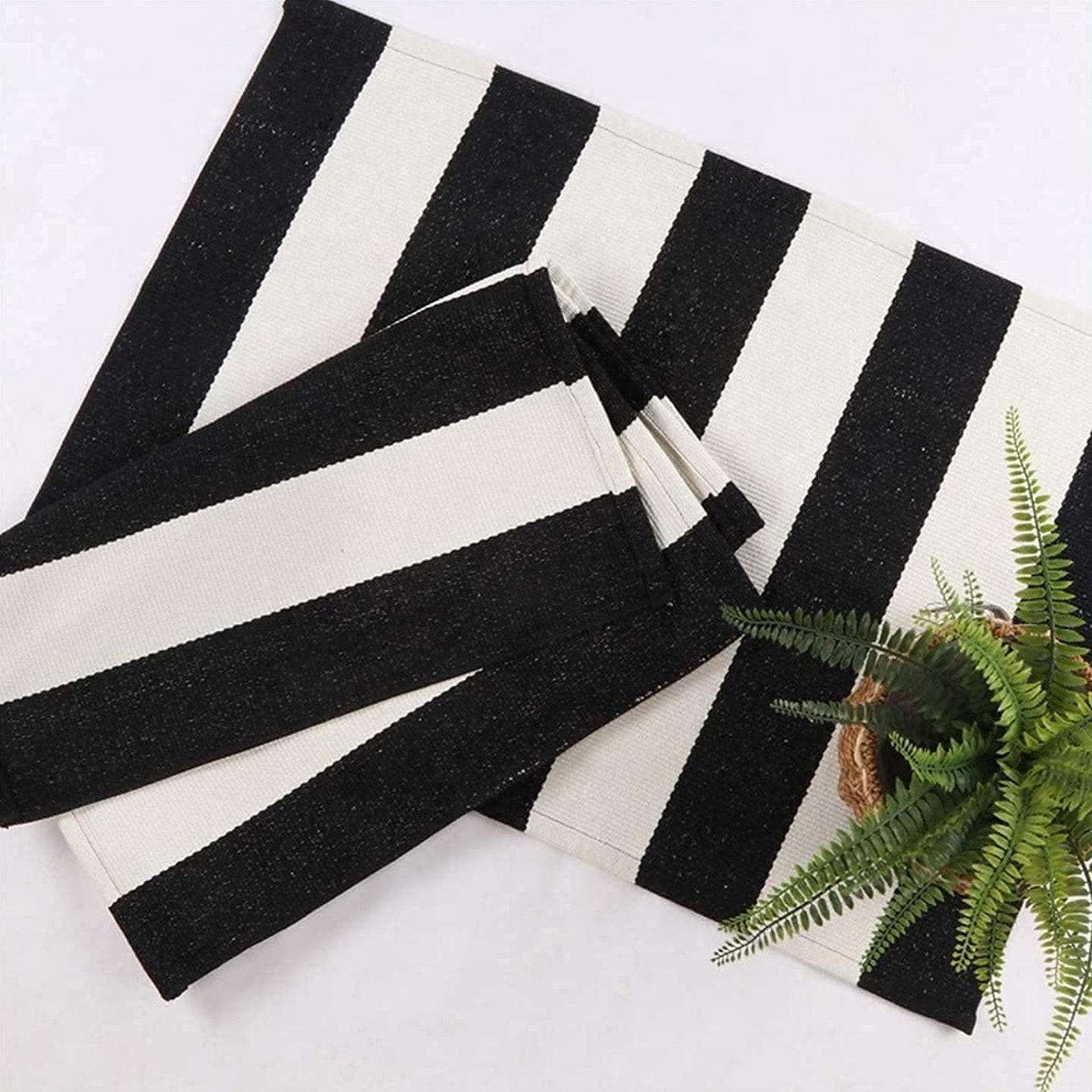 Black and White Striped Outdoor Rug Cotton Woven Rugs for Etsy