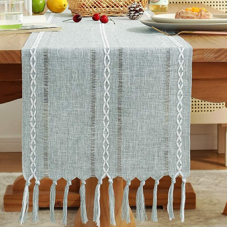 Gray Table Runner Linen Table Runner Farmhouse Fall Rustic Etsy
