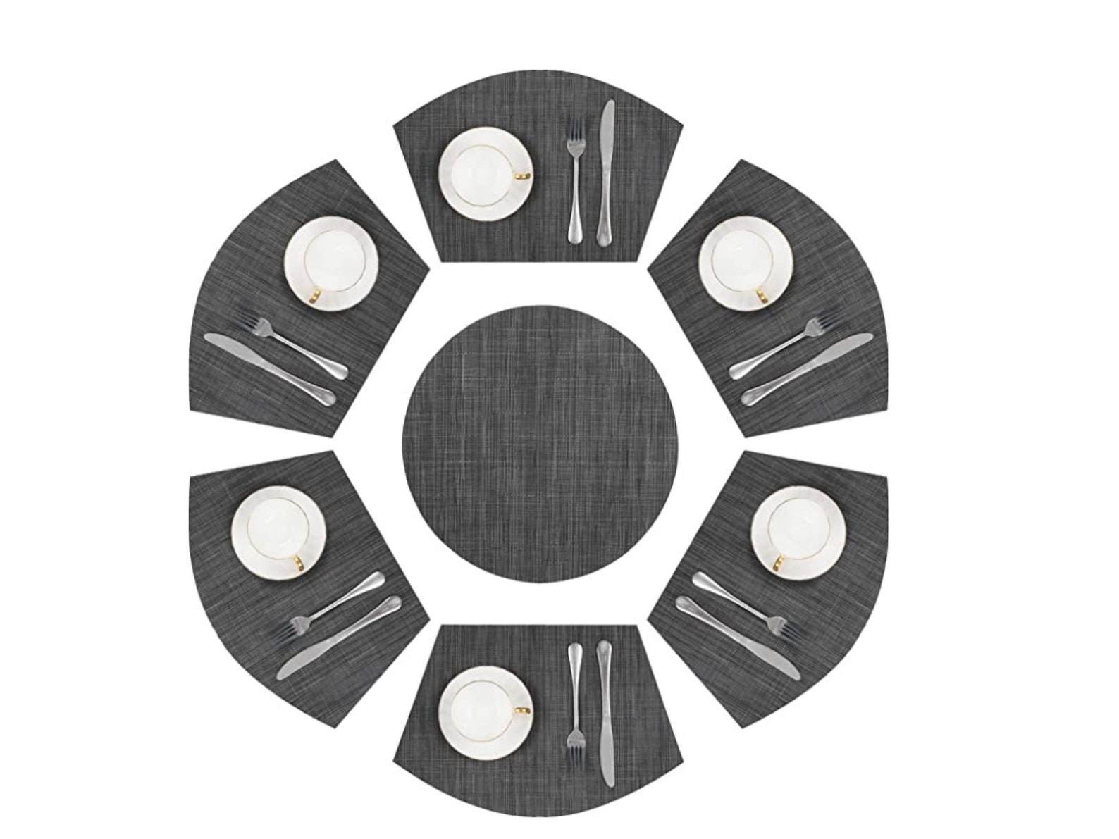 Round Table Placemats Set of 4 6 7 Wedge Placemat With Etsy