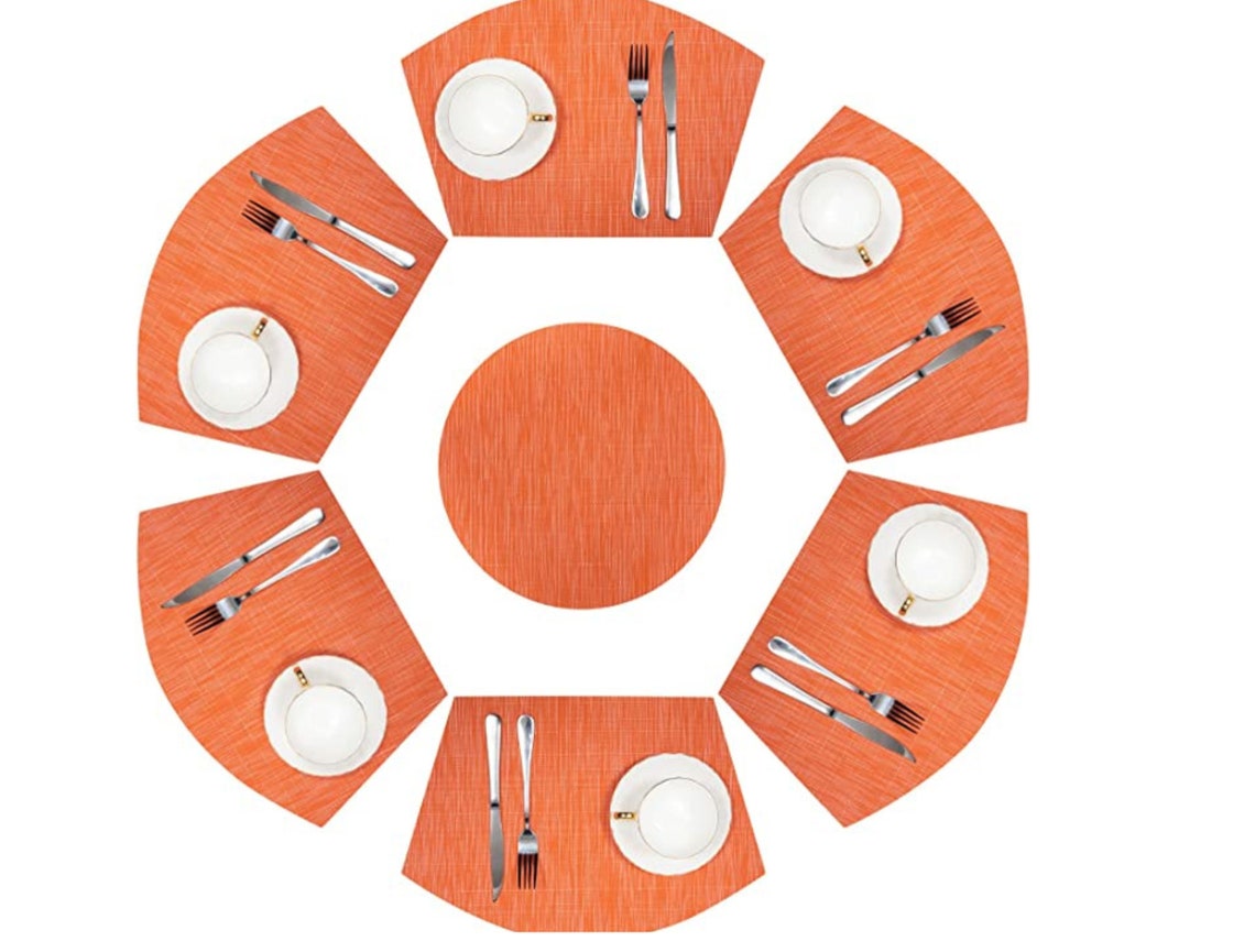 Round Table Placemats Set of 4 6 7 Wedge Placemat With Etsy