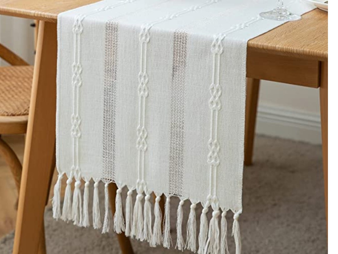 Farmhouse Table Runners, Linen Cotton Kitchen Decor, Dining Table