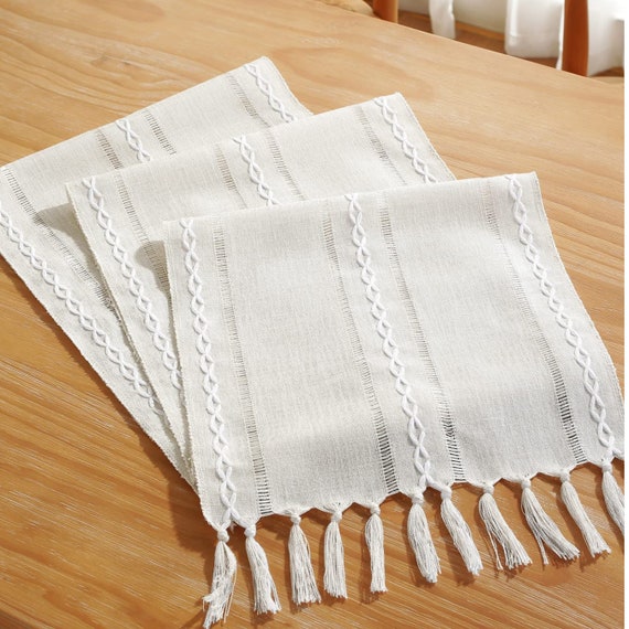 Ivory Table Runner Rustic Table Runners Cotton Linen Boho Etsy