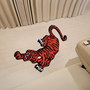 Orange Tiger Rug | Full Body Tiger | Fluffy Soft Tufted Rug