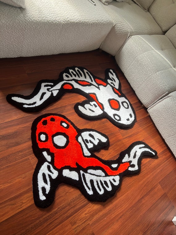 kOI rug タフティングラグ Koi Yin Yang Fish Tuft RUG | %100 Handmade | Asian Custom Tufting