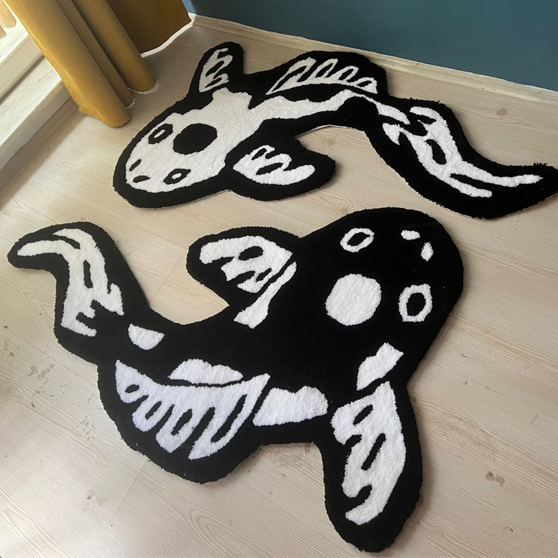 Large Fis Rug Koi Yin Yang Fish Rug | Custom Asian Tufted Rug | Fluffy & Soft Tufting ...