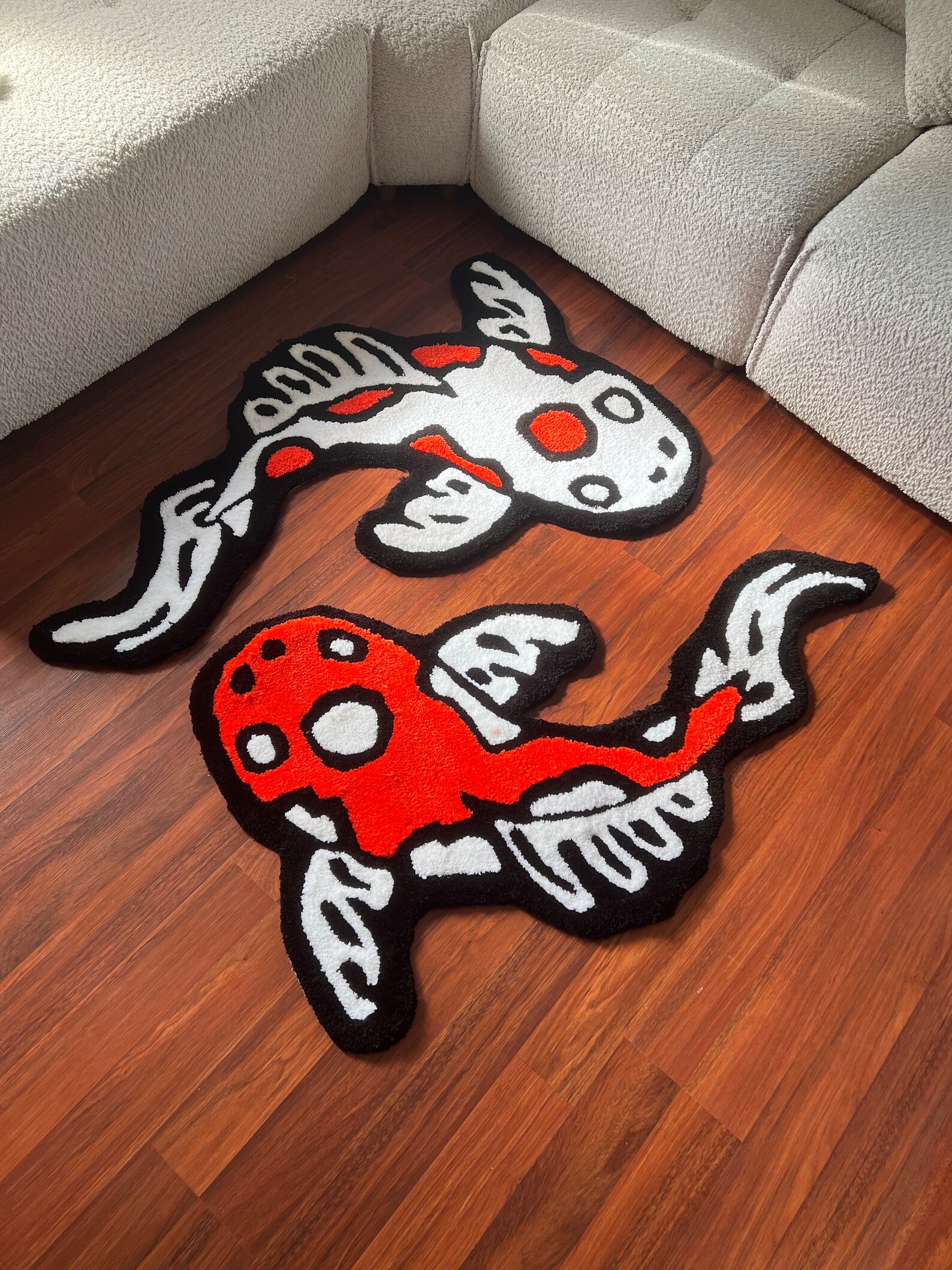Fish Tuft Rug Koi Yin Yang Fish Tuft RUG | %100 Handmade | Asian Custom Tufting - Etsy