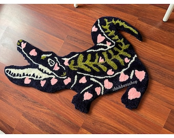 Handmade Tufted Crocodile Rug: Funky Animal Rug