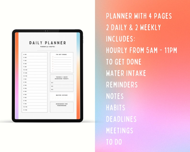 DAILY & WEEKLY PLANNER. Template for Goodnotes Ect Download Etsy