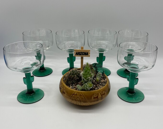 Vintage Libbey Margarita Cactus Glasses Etsy