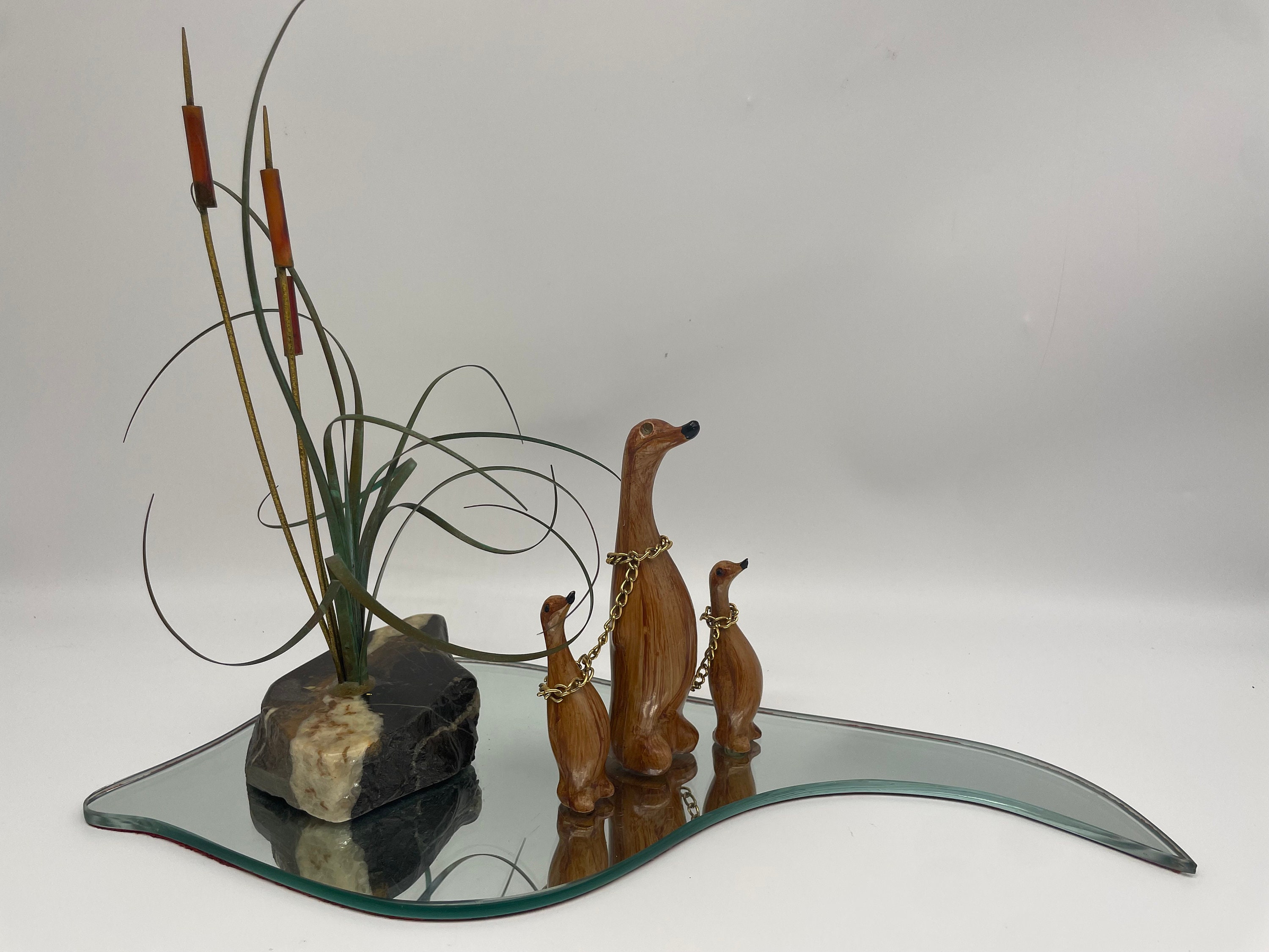 Vintage Faux Wood/plastic Chained Penguin Mama &babies - Etsy