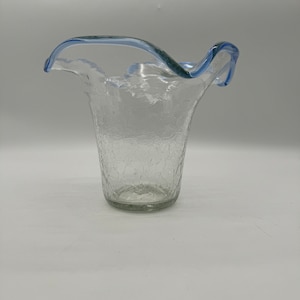 Blenko Clear Crackle Ruffle Vase C482S