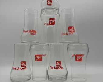 Vasos vintage 7-Up invertidos - Juego de 4
