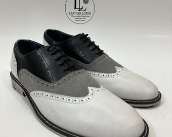 Handmade Leather Shoes Men Handmade Two Tone Leather Brogue Oxford Shoes for Men | Wingtip Dress Shoes