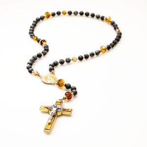 Handmade black Saint Peter Rosary with labradorite Beads - A Timeless Devotional Tool for Men and Women