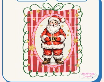 Vintage Santa Png, Christmas Png Design, Trendy Coquette Christmas (Digital Download)