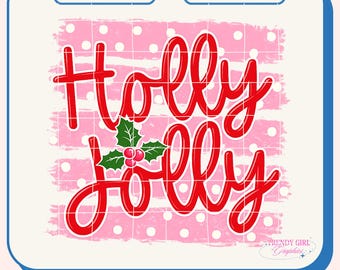 Holly Jolly Polka Dot Stripe Png, Christmas Png Design, Trendy Coquette Christmas (Digital Download)