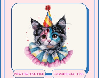 Clown Cat PNG, Funny Clowncore Shirt Design (Digital File)