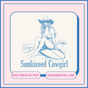 Cowgirl Summer png Seaside Cowgirl,Retro Cowgirl,Retro Summer png,Retro Coastal,Cowgirl Summer,Surf Girl Illustration,dtf png designs,