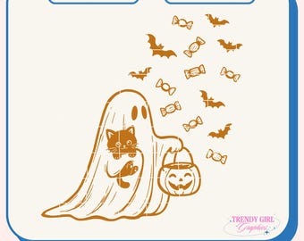 Halloween Ghost PNG, Halloween Shirt Png, Retro Halloween Pumpkins Png (Digital Download)