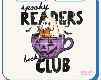 Spooky Readers Book Club,Retro Halloween png, Bookish Png, Retro Ghost Design Tshirt Designs,Book Lover Fall Sublimation, (Digital Download)
