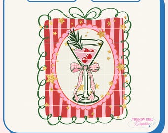 Christmas Cocktail Png, Christmas Png Design, Trendy Coquette Christmas (Digital Download)