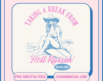 Cowgirl Sommer png Seaside Cowgirl,Retro Cowgirl,Retro Sommer png,Retro Küste,Cowgirl Sommer,Surf Girl Illustration,dtf png Designs,
