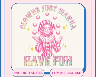 Funny Clowncore Design, Retro Clown Shirt (PNG Digital File)