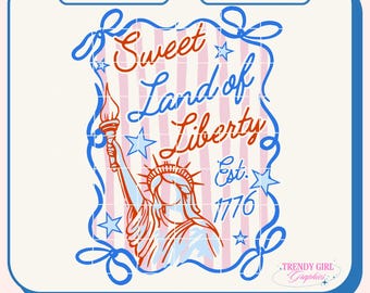 Sweet Land of Liberty PNG, Design de camiseta patriótica para o 4 de julho, American Girl Graphic