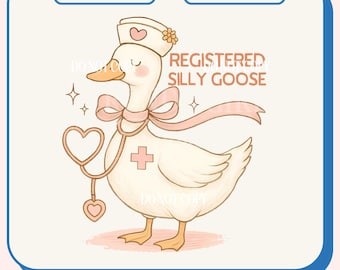 Ganso bobo registrado PNG, RN PNG, Enfermeira PNG, Ganso fofo PNG, Design digital de ganso em alta, PNG de verão, Design Cottagecore, Meme de ganso bobo