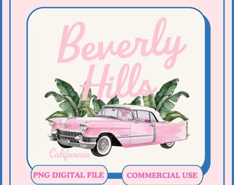 BEverly Hills Retro Sommer PNG, Reise Clipart (digitaler Download)