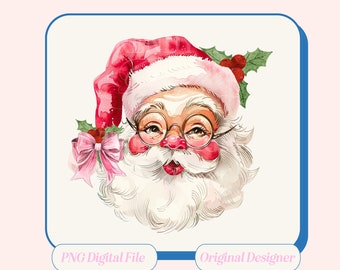 Vintage Santa,Coquette,Christmas png,Christmas designs,Christmas sublimation,Trending png,Retro Holidays png,Pink Christmas,Girly Christmas