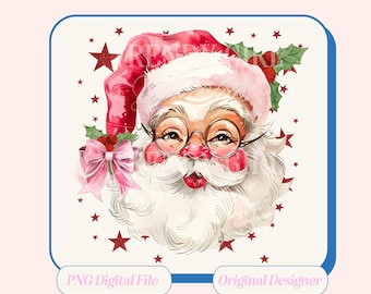 Vintage Santa,Coquette,Christmas png,Christmas designs,Christmas sublimation,Trending png,Retro Holidays png,Pink Christmas,Girly Christmas
