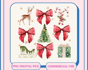 Coquette Christmas PNG, Holiday Designs (Digital File)