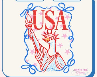 Ganso Patriótico, Design de Camiseta para o 4 de Julho, Estampa da American Girl