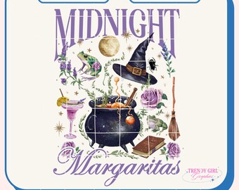 Midnight Margaritas, Witch png, Whimsical Halloween, Fall Design, Halloween Png, Tis the Season,  (Digital Download)
