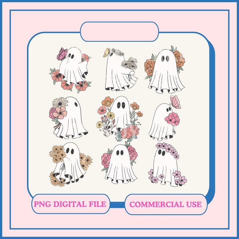 Cute Floral Ghost PNG, Spooky Season Design (digital File) - Etsy