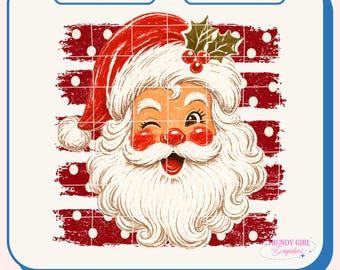 Vintage Santa Stripe Png, Christmas Png Design, Trendy Coquette Christmas (Digital Download)