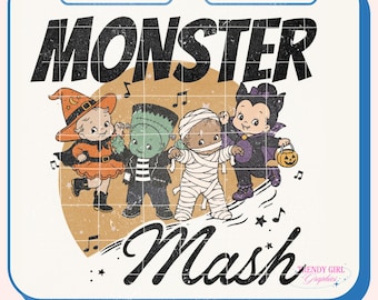 Monster Mash png,Vintage Halloween PNG, Retro Halloween png, Tshirt Designs, Vintage Witchy Design (Digital Download)