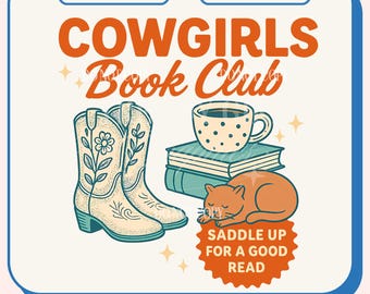 Clube do Livro Cowgirl, PNG literário, PNG amante de livros, PNG clube do livro antissocial, design de leitor introvertido, design de camisa literária, romance vintage