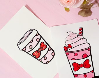 Cute Handpainted Desserts with Bows ~ Kawaii Style Coquette Style