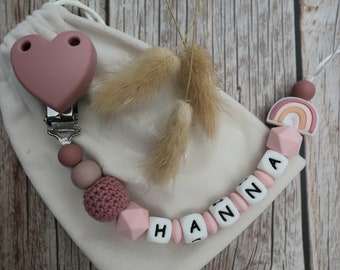 Personalized silicone pacifier chain with name - Personalized baby gift for birth