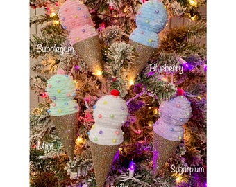 Pastel Ice Cream Cone, Ice Cream Ornament