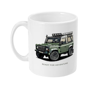 Caneca de cerâmica branca Land Rover Defender Illustration 11oz