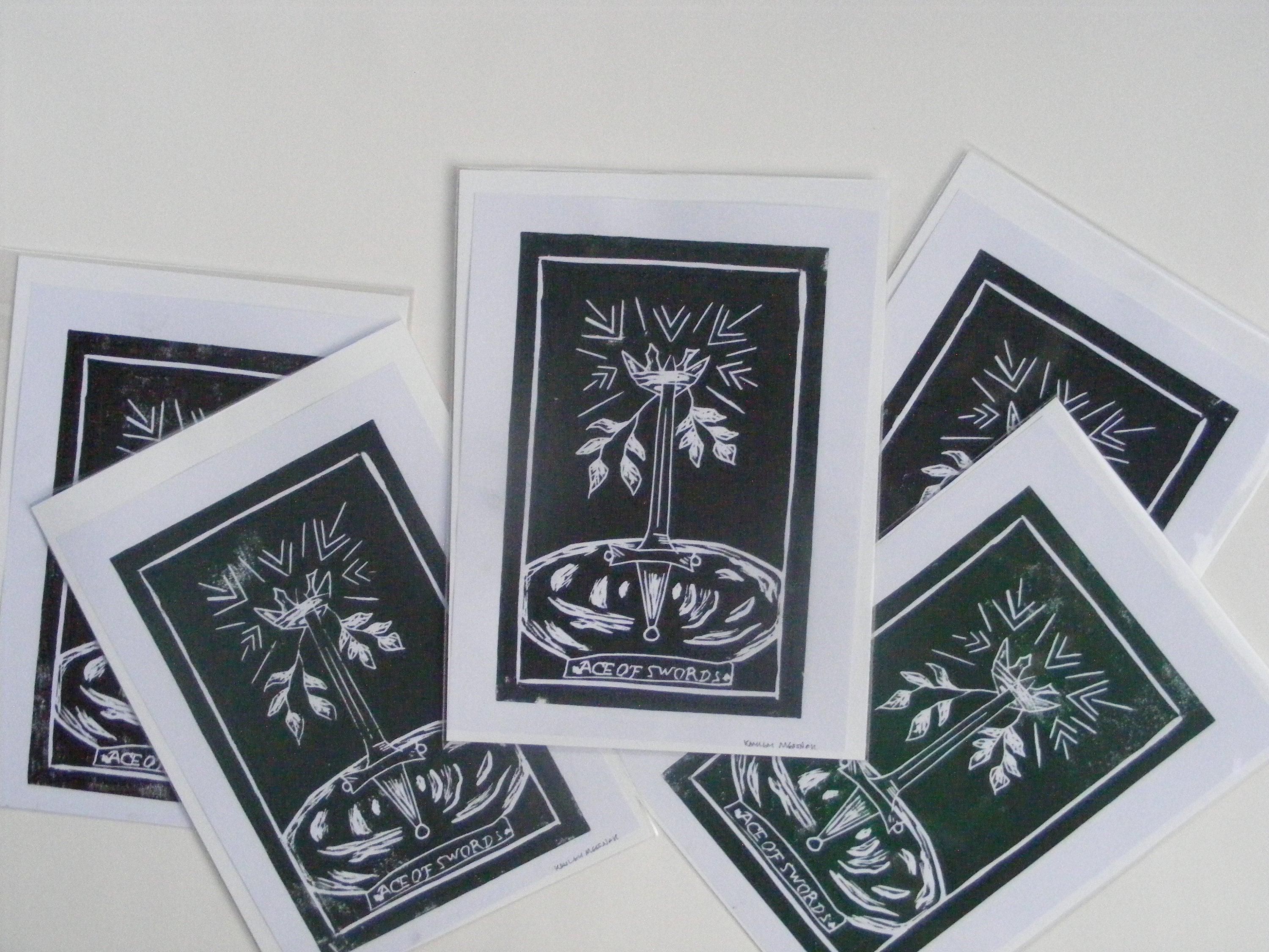Prints Card Sign In Tarot Card Prints - Linocut Prints - Printmaking - Etsy