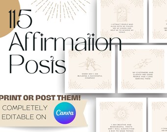 Meer dan 100 positieve affirmatiekaarten, bewerkbare positieve citaten print of post online, inspirerende citaten voor CANVA, krachtige IG-citaten