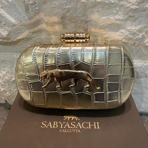 Sabyasachi inspired gold/black/white clutch box wedding gift handmade box bridesmaid gift bridal shower gift tiger clutch