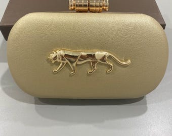 Sabyasachi inspired gold/silver/white clutch box wedding gift handmade box  bridesmaid gift bridal shower gift tiger clutch