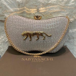 Sabyasachi inspired gold/silver clutch box wedding gift handmade box bridesmaid gift bridal shower gift tiger clutch bridal gift